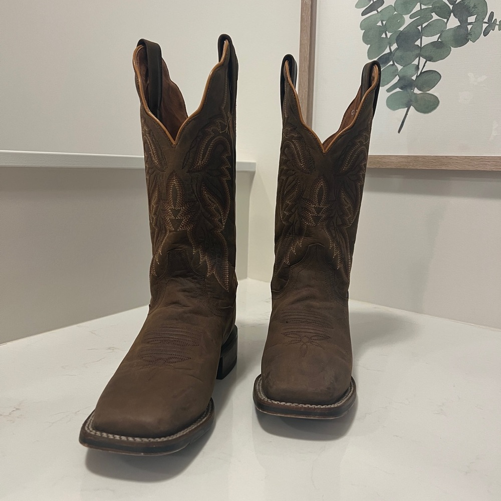 Dan Post Brown Cowgirl Western Boots Square Toe